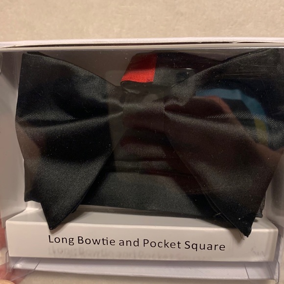 Brand Q Other - Brand Q Black long bow tie and pocket square, new